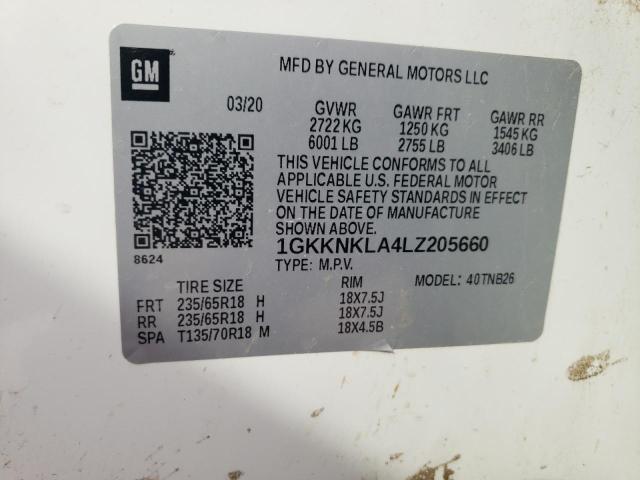 Photo 12 VIN: 1GKKNKLA4LZ205660 - GMC ACADIA SLE 