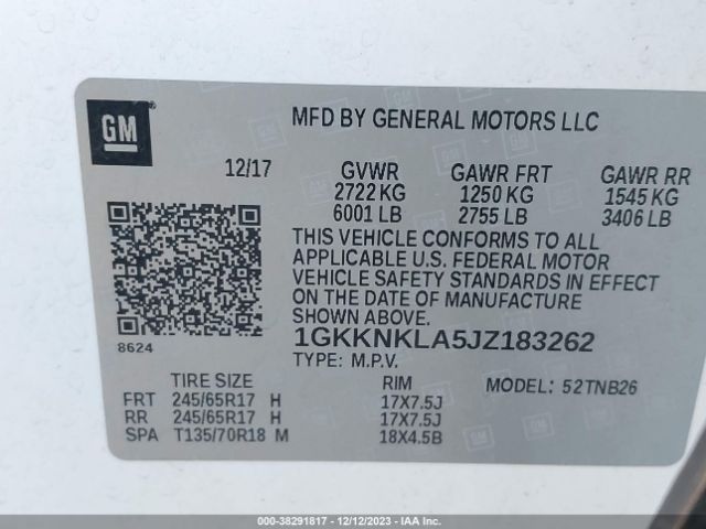 Photo 8 VIN: 1GKKNKLA5JZ183262 - GMC ACADIA 