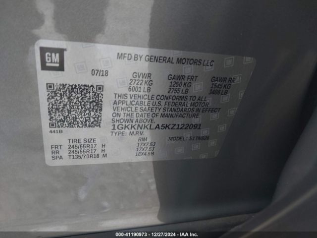 Photo 8 VIN: 1GKKNKLA5KZ122091 - GMC ACADIA 