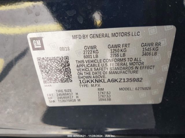 Photo 8 VIN: 1GKKNKLA6KZ135982 - GMC ACADIA 