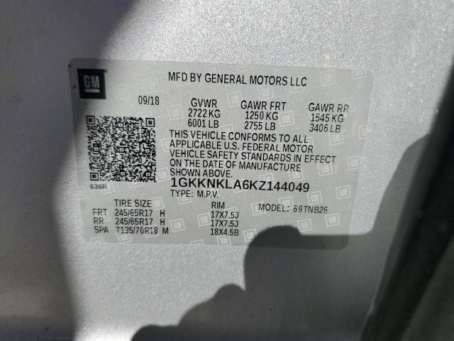 Photo 12 VIN: 1GKKNKLA6KZ144049 - GMC ACADIA SLE 