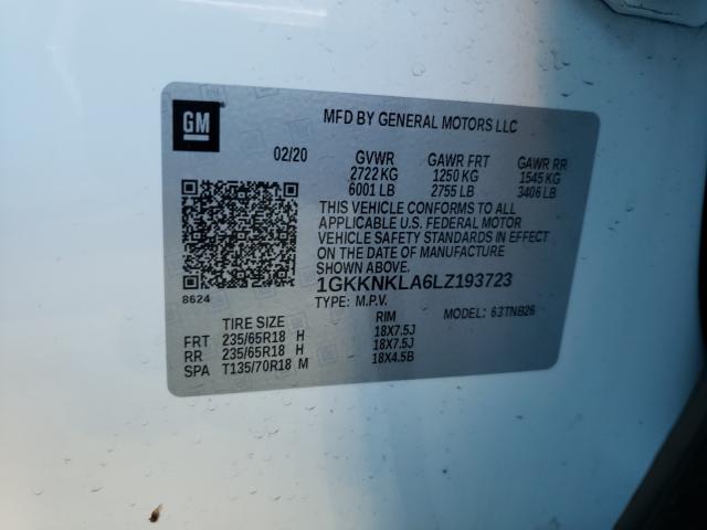 Photo 9 VIN: 1GKKNKLA6LZ193723 - GMC ACADIA SLE 