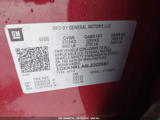 Photo 8 VIN: 1GKKNKLA6LZ222587 - GMC ACADIA 