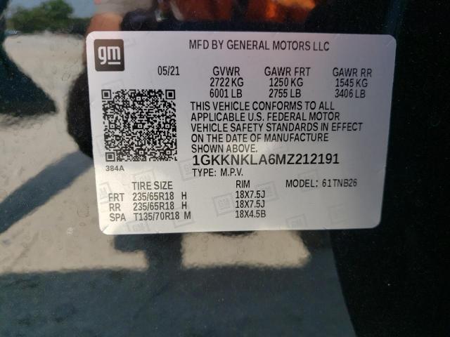 Photo 9 VIN: 1GKKNKLA6MZ212191 - GMC ACADIA SLE 