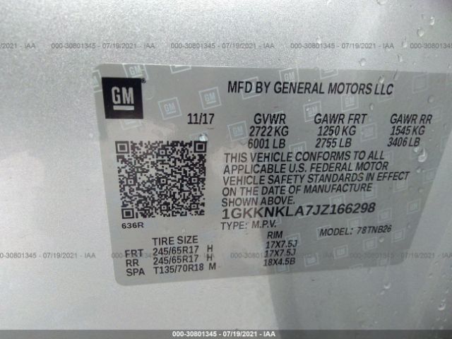 Photo 8 VIN: 1GKKNKLA7JZ166298 - GMC ACADIA 