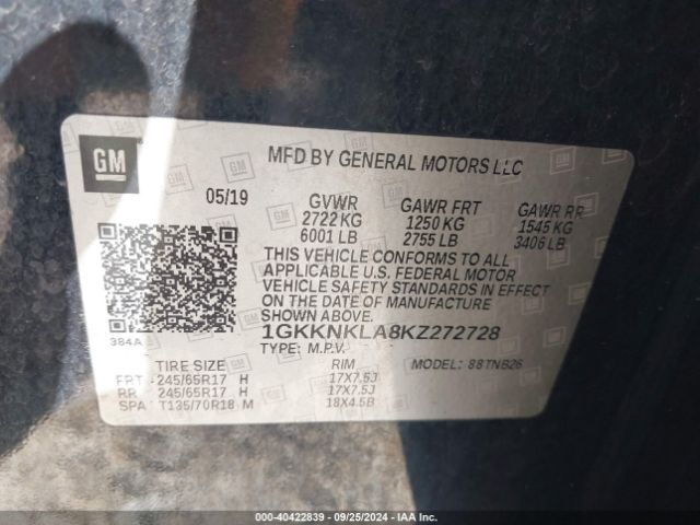 Photo 8 VIN: 1GKKNKLA8KZ272728 - GMC ACADIA 