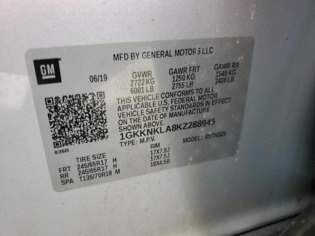 Photo 12 VIN: 1GKKNKLA8KZ288945 - GMC ACADIA SLE 