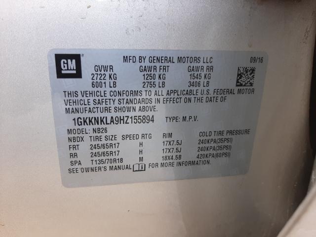 Photo 9 VIN: 1GKKNKLA9HZ155894 - GMC ACADIA SLE 