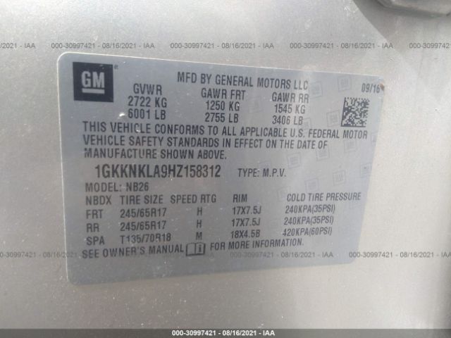 Photo 8 VIN: 1GKKNKLA9HZ158312 - GMC ACADIA 