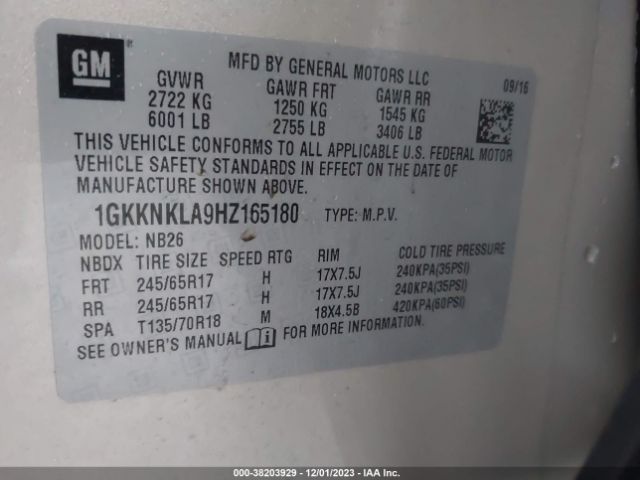 Photo 8 VIN: 1GKKNKLA9HZ165180 - GMC ACADIA 