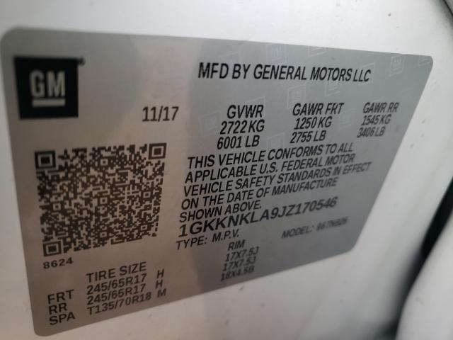 Photo 9 VIN: 1GKKNKLA9JZ170546 - GMC ACADIA SLE 