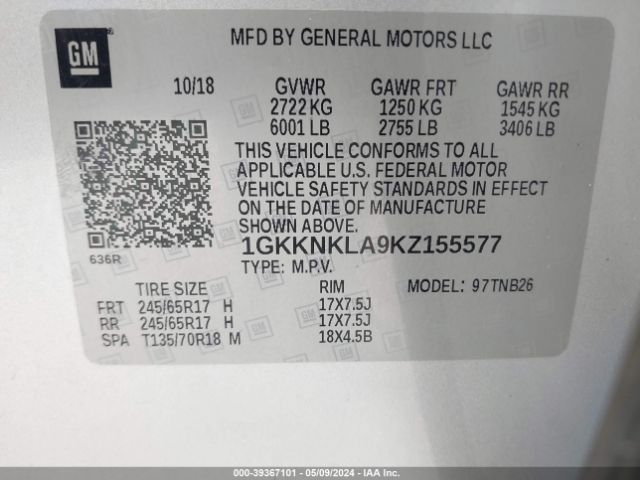 Photo 8 VIN: 1GKKNKLA9KZ155577 - GMC ACADIA 