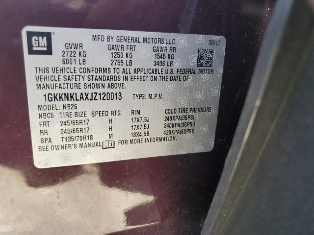 Photo 12 VIN: 1GKKNKLAXJZ120013 - GMC ACADIA SLE 