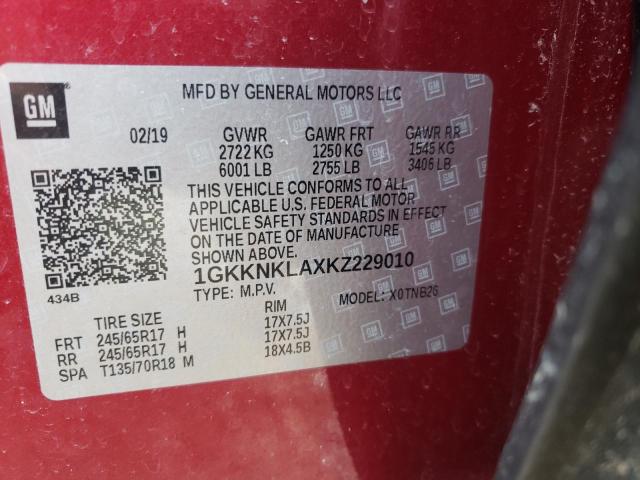 Photo 9 VIN: 1GKKNKLAXKZ229010 - GMC ACADIA SLE 