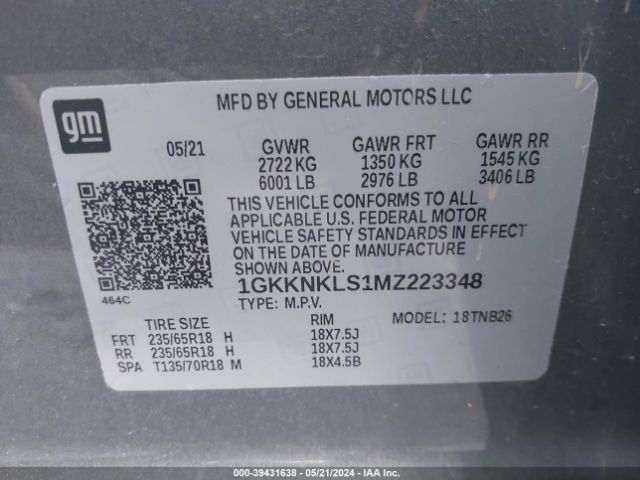 Photo 8 VIN: 1GKKNKLS1MZ223348 - GMC ACADIA 