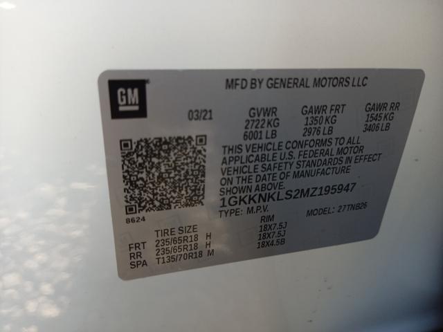 Photo 9 VIN: 1GKKNKLS2MZ195947 - GMC ACADIA SLE 