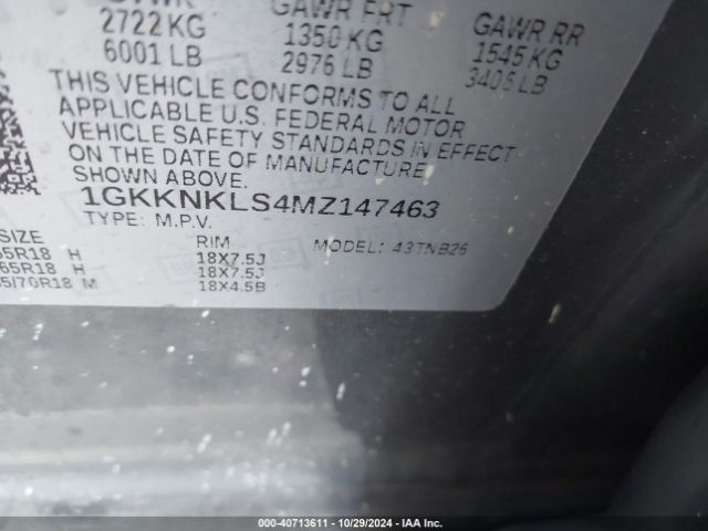 Photo 8 VIN: 1GKKNKLS4MZ147463 - GMC ACADIA 