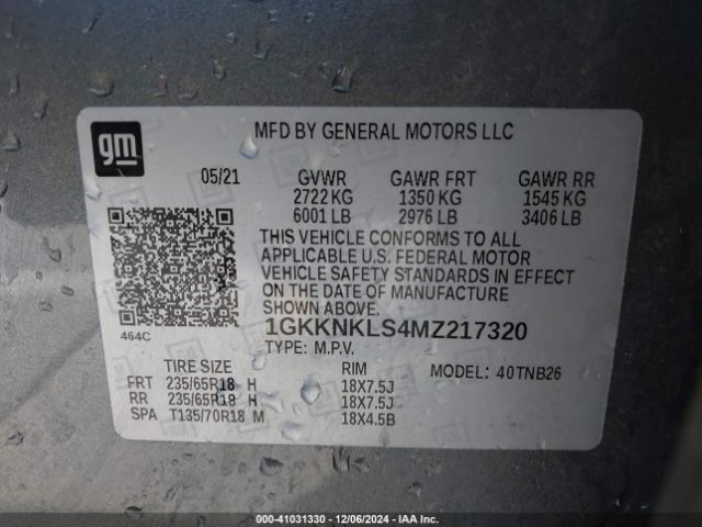 Photo 8 VIN: 1GKKNKLS4MZ217320 - GMC ACADIA 