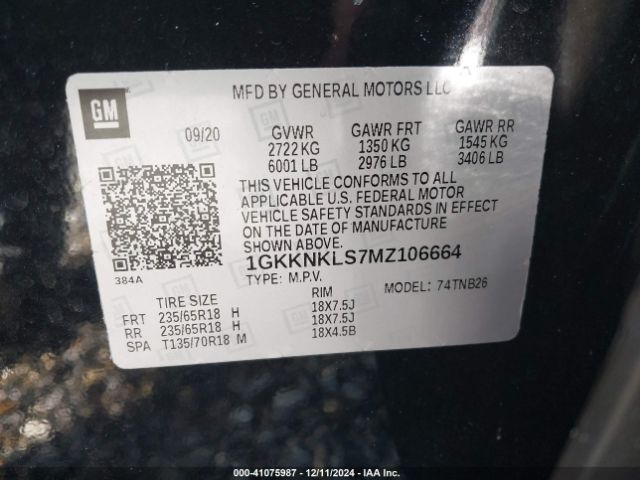 Photo 8 VIN: 1GKKNKLS7MZ106664 - GMC ACADIA 