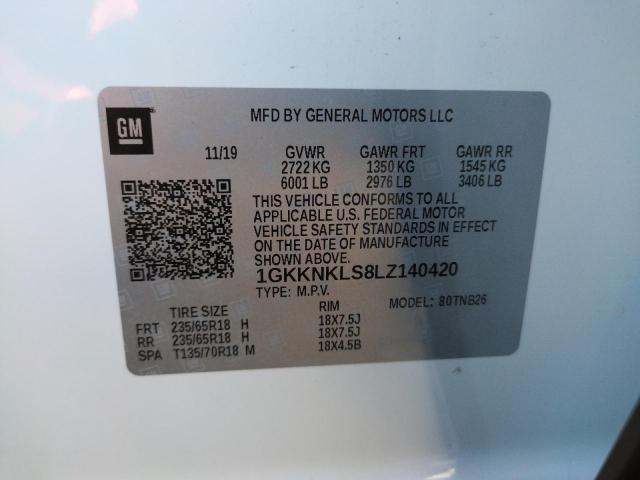 Photo 9 VIN: 1GKKNKLS8LZ140420 - GMC ACADIA SLE 