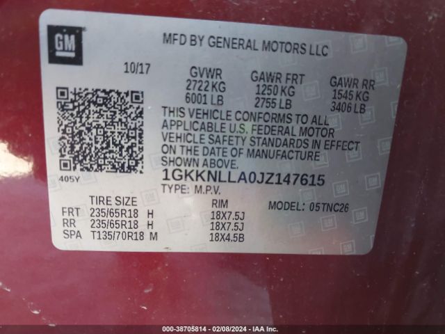 Photo 8 VIN: 1GKKNLLA0JZ147615 - GMC ACADIA 