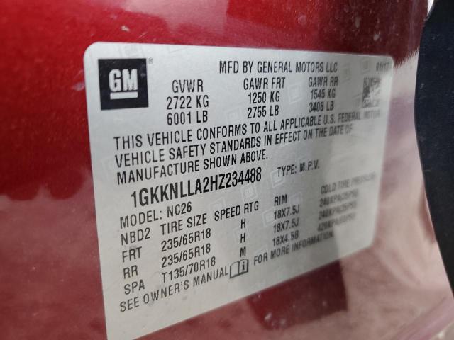 Photo 9 VIN: 1GKKNLLA2HZ234488 - GMC ACADIA SLE 