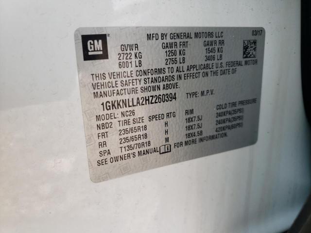 Photo 12 VIN: 1GKKNLLA2HZ260394 - GMC ACADIA SLE 