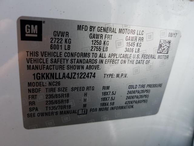 Photo 9 VIN: 1GKKNLLA4JZ122474 - GMC ACADIA SLE 