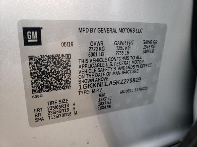 Photo 12 VIN: 1GKKNLLA5KZ279819 - GMC ACADIA SLE 