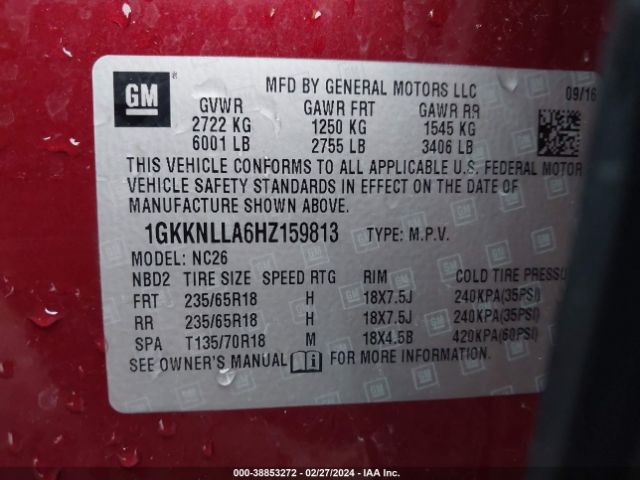 Photo 8 VIN: 1GKKNLLA6HZ159813 - GMC ACADIA 