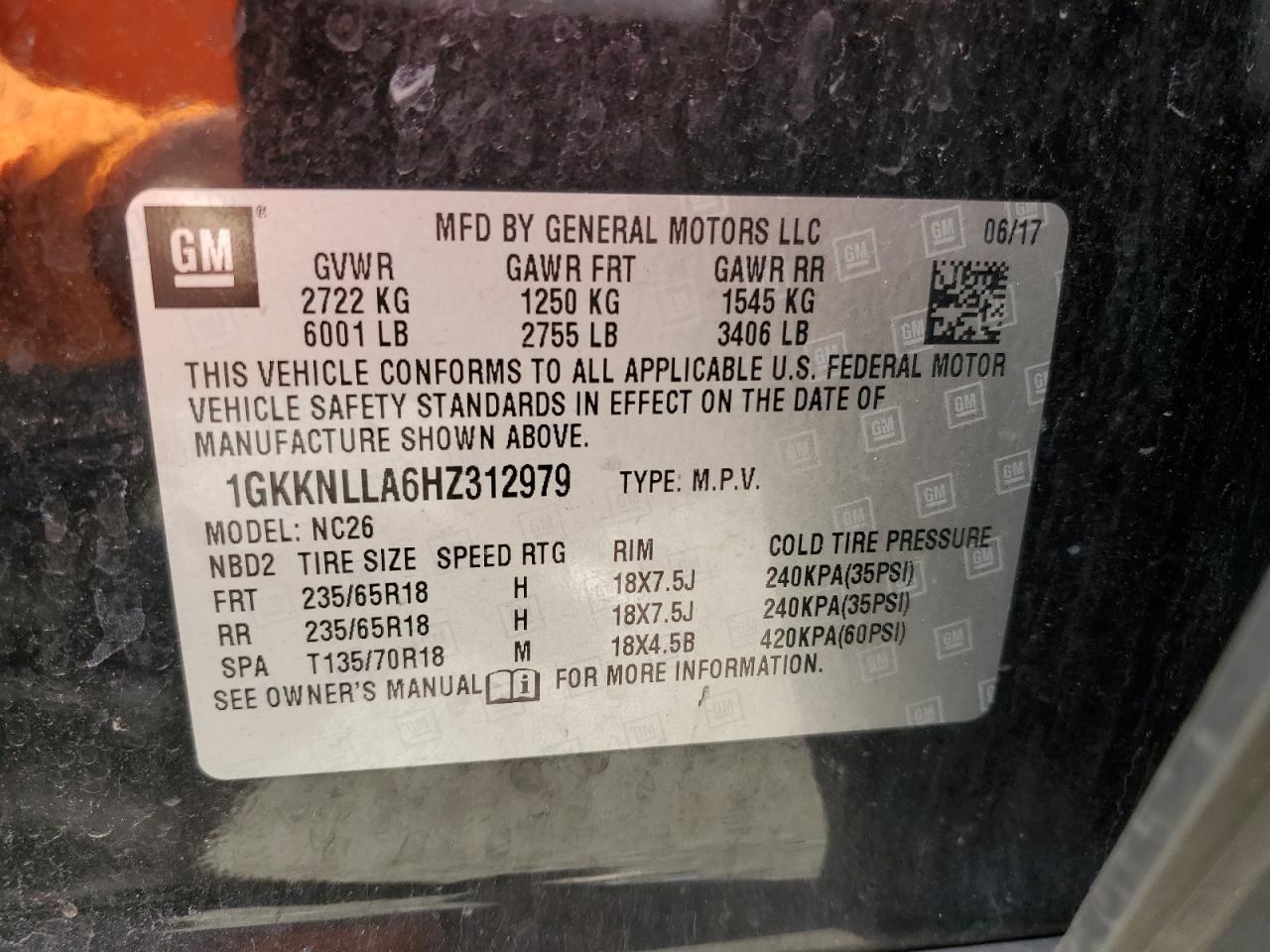 Photo 13 VIN: 1GKKNLLA6HZ312979 - GMC ACADIA 