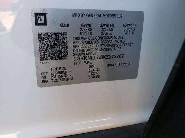 Photo 9 VIN: 1GKKNLLA8KZ273707 - GMC ACADIA SLE 