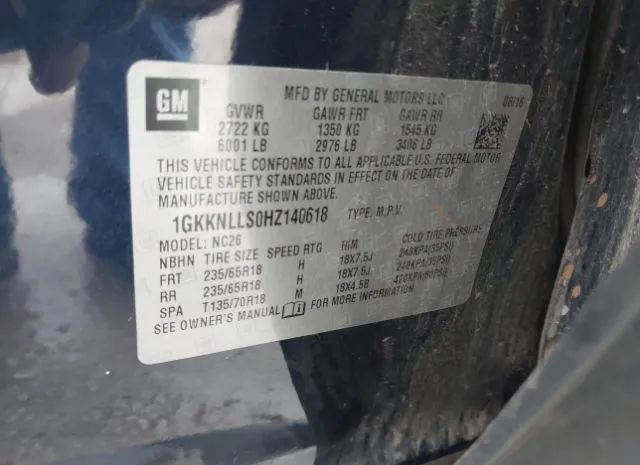 Photo 8 VIN: 1GKKNLLS0HZ140618 - GMC ACADIA 