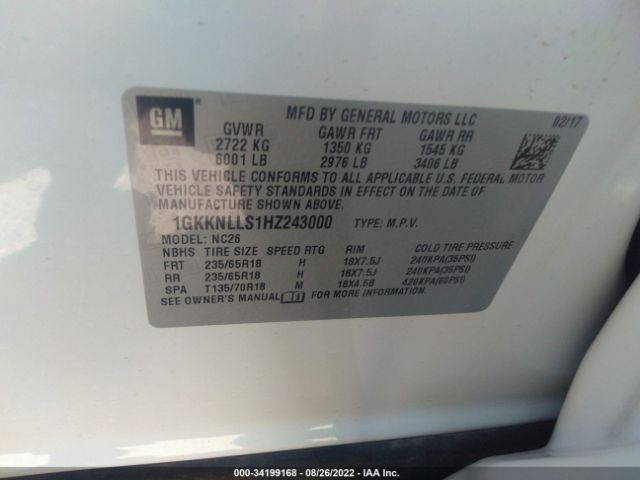 Photo 8 VIN: 1GKKNLLS1HZ243000 - GMC ACADIA 