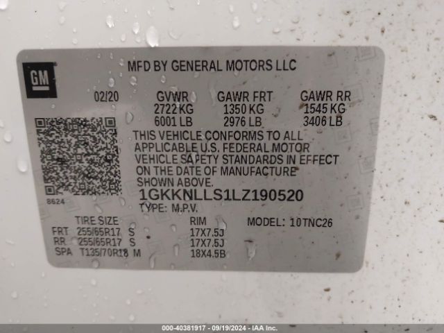 Photo 8 VIN: 1GKKNLLS1LZ190520 - GMC ACADIA 