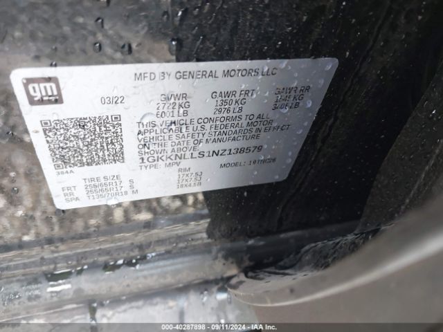 Photo 8 VIN: 1GKKNLLS1NZ138579 - GMC ACADIA 