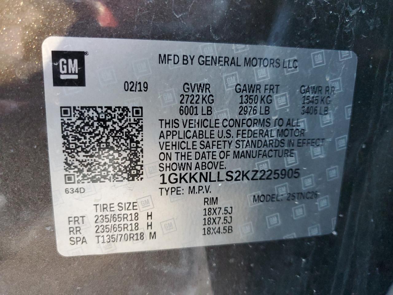 Photo 12 VIN: 1GKKNLLS2KZ225905 - GMC ACADIA 