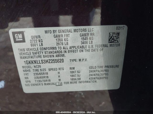 Photo 8 VIN: 1GKKNLLS3HZ255620 - GMC ACADIA 