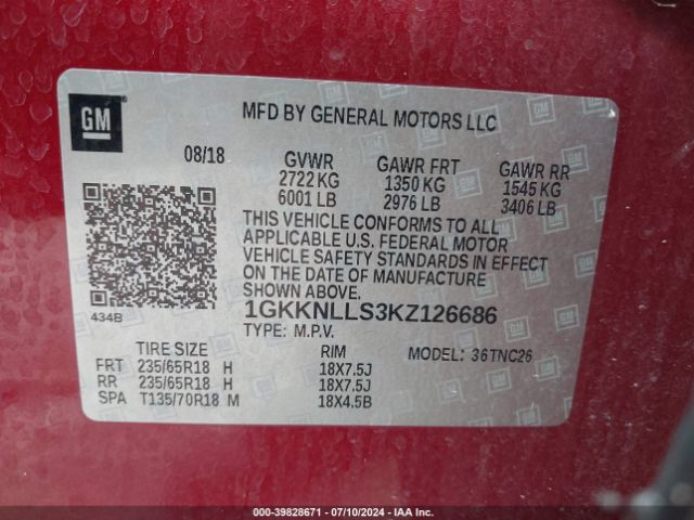 Photo 8 VIN: 1GKKNLLS3KZ126686 - GMC ACADIA 