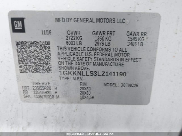 Photo 8 VIN: 1GKKNLLS3LZ141190 - GMC ACADIA 