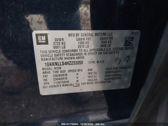 Photo 8 VIN: 1GKKNLLS4HZ233058 - GMC ACADIA 