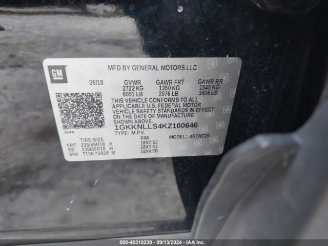 Photo 8 VIN: 1GKKNLLS4KZ100646 - GMC ACADIA 