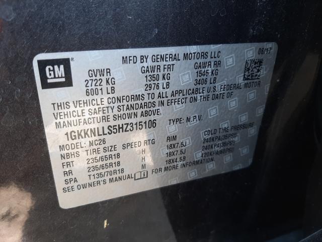 Photo 9 VIN: 1GKKNLLS5HZ315106 - GMC ACADIA SLE 