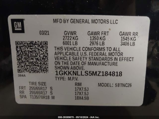 Photo 8 VIN: 1GKKNLLS5MZ184818 - GMC ACADIA 