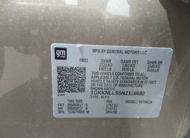 Photo 8 VIN: 1GKKNLLS5NZ116682 - GMC ACADIA 