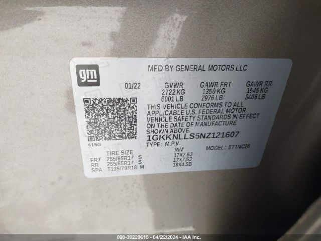 Photo 8 VIN: 1GKKNLLS5NZ121607 - GMC ACADIA 