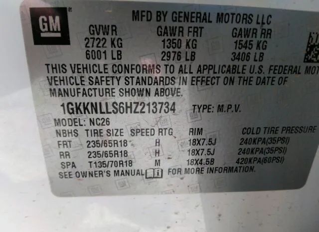 Photo 8 VIN: 1GKKNLLS6HZ213734 - GMC ACADIA 