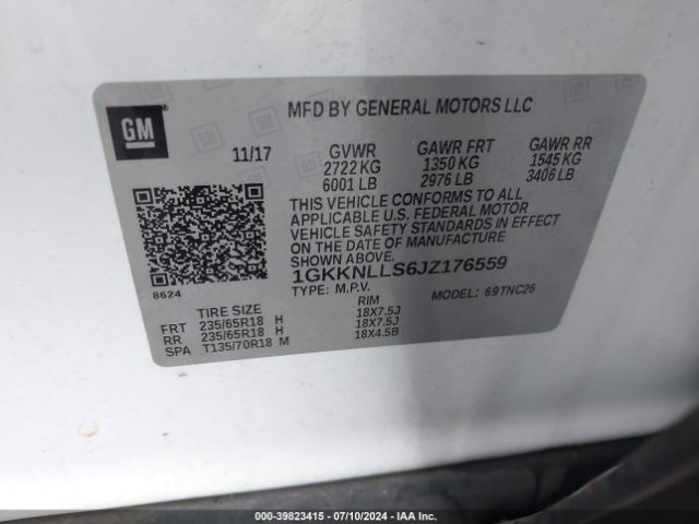 Photo 8 VIN: 1GKKNLLS6JZ176559 - GMC ACADIA 