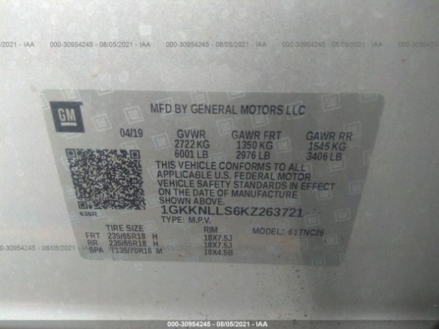 Photo 8 VIN: 1GKKNLLS6KZ263721 - GMC ACADIA 