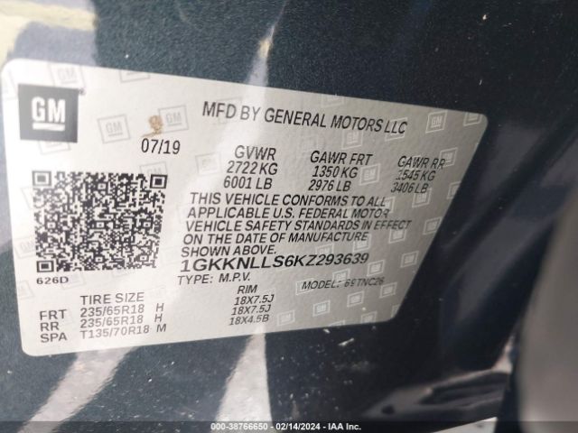 Photo 8 VIN: 1GKKNLLS6KZ293639 - GMC ACADIA 